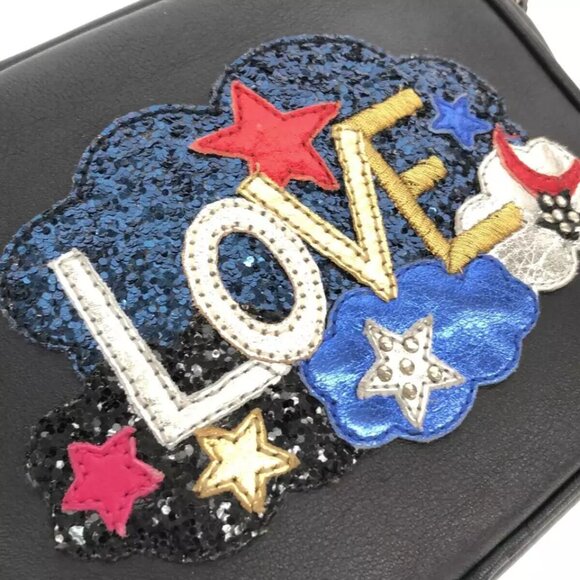 SAINT LAURENT PARIS Black Navy Multi Leather Glitter Shoulder Bag 779-021525 - Picture 10 of 13